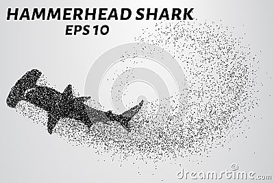 The hammerhead shark from the particles. Fish hammer consists of small circles. Vector illustration Vector Illustration