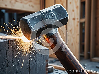Hammering the Foundations Unleashing the Power of Construction Basics.AI Generated Stock Photo