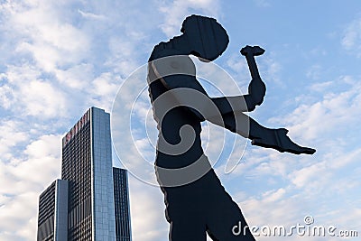 Hammering Man in Frankfurt Editorial Stock Photo