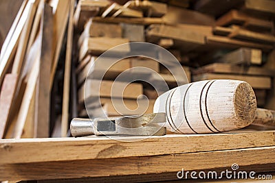 Hammers on carpentry Stock Photo