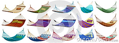 Hammock isolated cartoon set icon. Vector illustration rope bed on white background. Vector cartoon set icon hammock. Vector Illustration