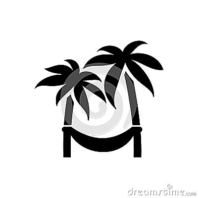 Hammock on palm icon. Beach and vacation icon vector Vector Illustration