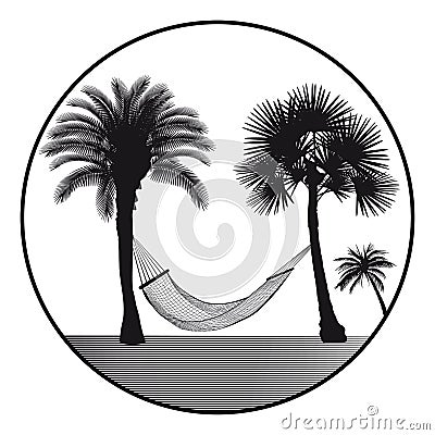 Hammock and palm trees Vector Illustration
