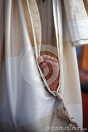 Hammock-Style baby cloth cradle Stock Photo
