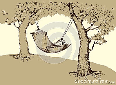 Hammock on tree. Vector illustration Vector Illustration