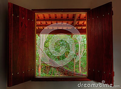 Hammock at tropical rain forest resort Stock Photo