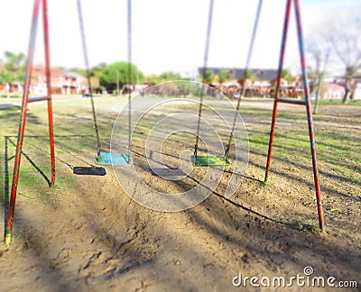 Hammocks or empty swings in the park Stock Photo