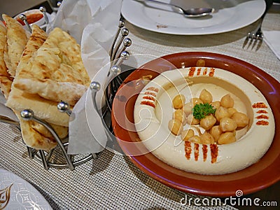 Hammus nan cheese arab food Stock Photo