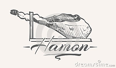 Hamon food sketch hand drawn vector illustration Vector Illustration