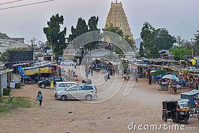 Hampi Bazaar aerial view .The primeval market of vijayanagra empire near Virupaksha temple in Karnataka ,India Editorial Stock Photo