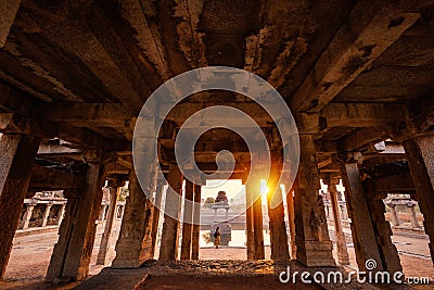 View of sunrise at Pushkarni, Sri Krishna tank in ruins. Hampi, karnataka, India Editorial Stock Photo