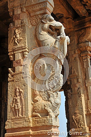 Hampi temple columns Stock Photo