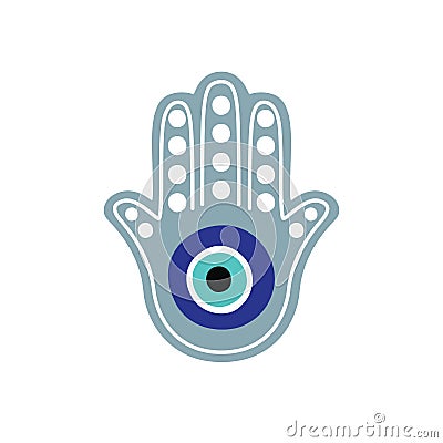 Hamsa Fatima Hand Tradition Amulet Colorful Symbol. Religious Sign Arm with All Seeing Eye. Decorative Protection Vector Illustration
