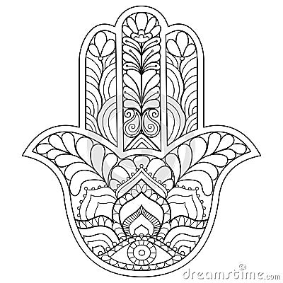 Hamsa symbol in black and white Vector Illustration