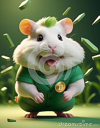 Hamster Celebrating Financial Gain AI Generative Stock Photo