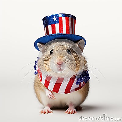 Hamster celebrating the 4th of July. Stock Photo