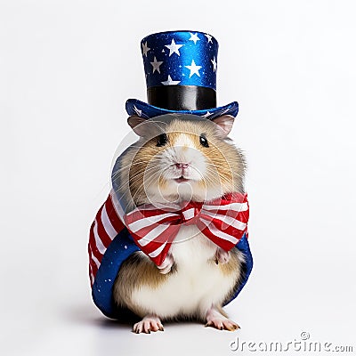Hamster celebrating the 4th of July. Stock Photo