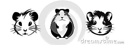 Hamster Icon, Lemming Symbol, Minimal Guinea Pig Silhouette, Cavy Pet Portrait, Mouse Pictogram Stock Photo