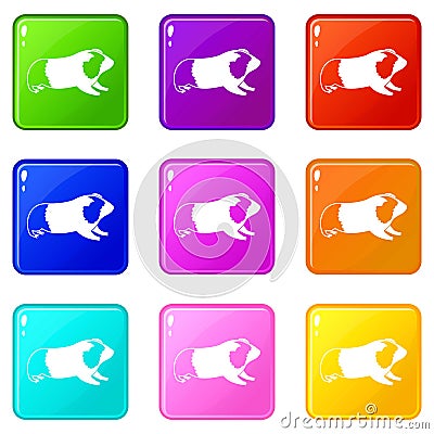 Hamster icons 9 set Vector Illustration