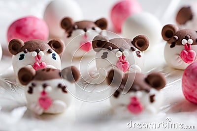 Hamster-shaped glutinous rice balls Stock Photo
