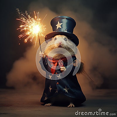 Hamster celebrating the 4th of July. Stock Photo