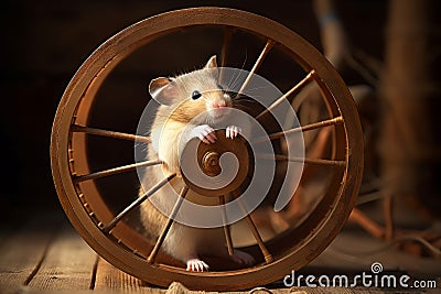 Hamster wheel. Generate Ai Stock Photo