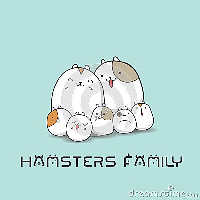 Hamsters family Vector Illustration