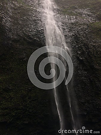 Hanakapiai Falls on Na Pali Coast on Kauai Island, Hawaii. Stock Photo