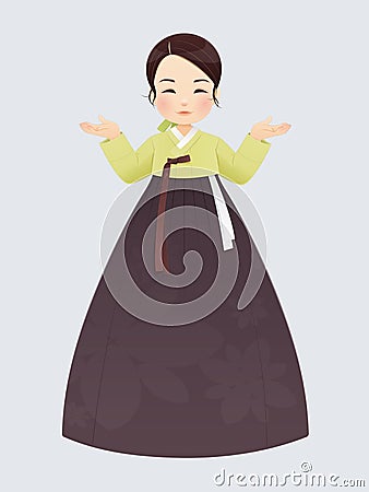 Hanbok girl korean traditional dress Vector Illustration