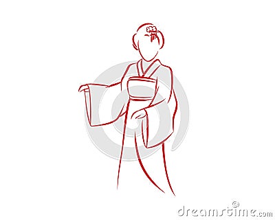 Hanbok the Korean Traditional Dress Silhouette Vector Illustration