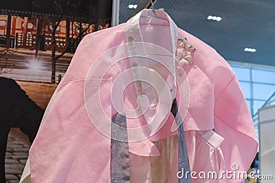 Hanbok - Korean traditional women dress vibrant colors for attire during traditional occasions: celebrations, festivals, ceremonie Editorial Stock Photo