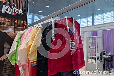 Hanbok - women traditional Korean dress vibrant colors for attire during traditional occasions: celebrations, festivals, ceremonie Editorial Stock Photo