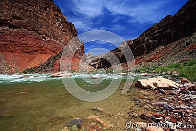 Hance Rapids in the Grand Canyon. Stock Photo