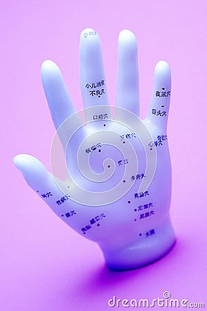 Hand Acupuncture Meridian Points Stock Photo