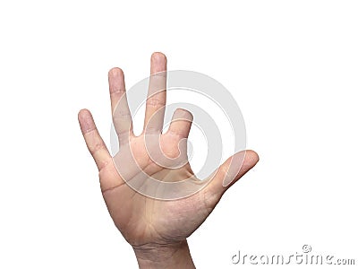 Hand with amputated index finger with room for copy Stock Photo