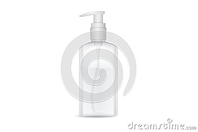 Hand antibacterial sanitizer dispenser pump. Cosmetic bottle with dispenser liquid container for gel, lotion, cream, shampoo Cartoon Illustration