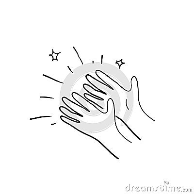 Hand applause illustration with handdrawn doodle style Vector Illustration