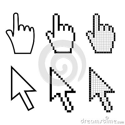 Hand and arrow cursors Vector Illustration