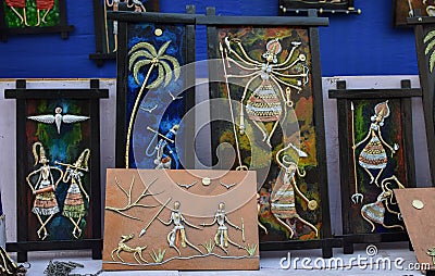 Hand Art Handmade and Painted Terracotta Wall Hanging Editorial Stock Photo