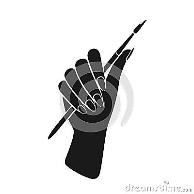 Hand With Artist Brush Vector Vector Illustration