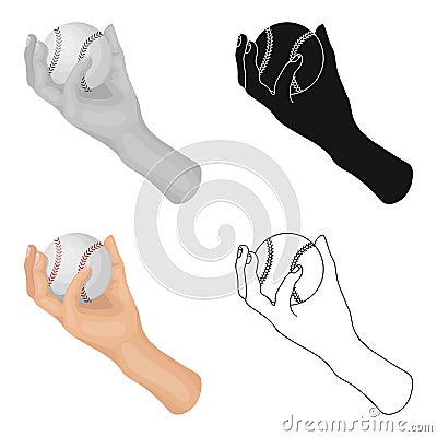 Hand with ball. Baseball single icon in cartoon style vector symbol stock illustration web. Vector Illustration