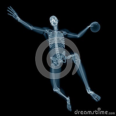 a hand ball player x-ray Cartoon Illustration