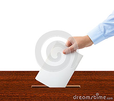 Hand with ballot and box Stock Photo