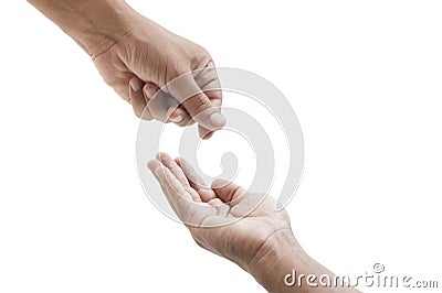 Hand begging and hand giving Stock Photo