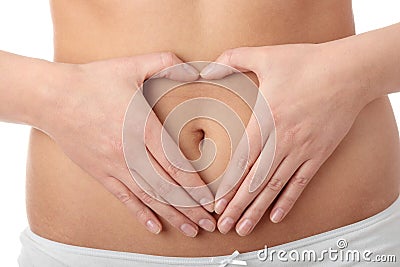 Hand on belly Stock Photo