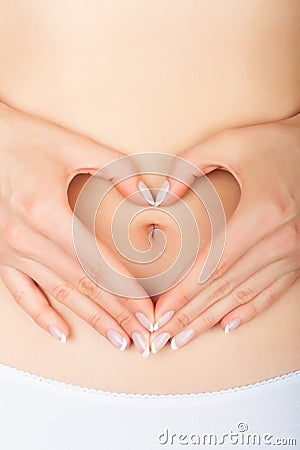 Hand on belly Stock Photo