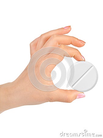 Hand with big pill Stock Photo