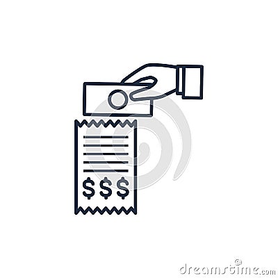 Hand bill banknote money line image Vector Illustration