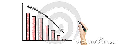 hand with black marker write growth and fall chart Stock Photo