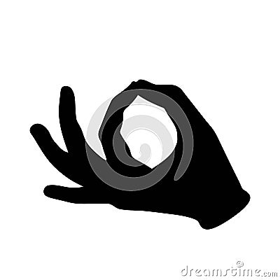 Hand black symbol mudra jnana mantra buddhism hinduism yoga icon Vector Illustration